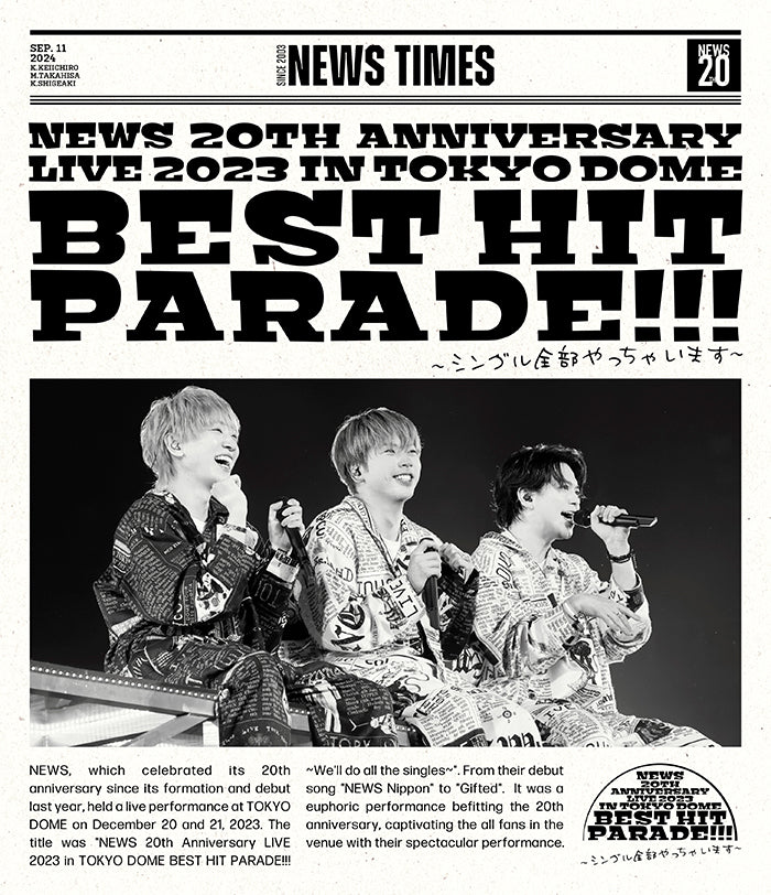 NEWS 20th Anniversary LIVE 2023 in TOKYO DOME BEST HIT PARADE!!!〜We’ll perform all singles〜 Regular Edition [2Blu-ray]